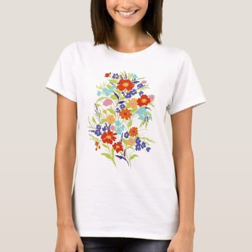 Colorful Painterly Wildflower Bouquet T-Shirt