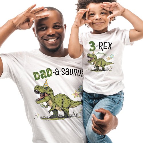 Dad-a-saurus Dinosaur Theme Kids Birthday Party T-Shirt